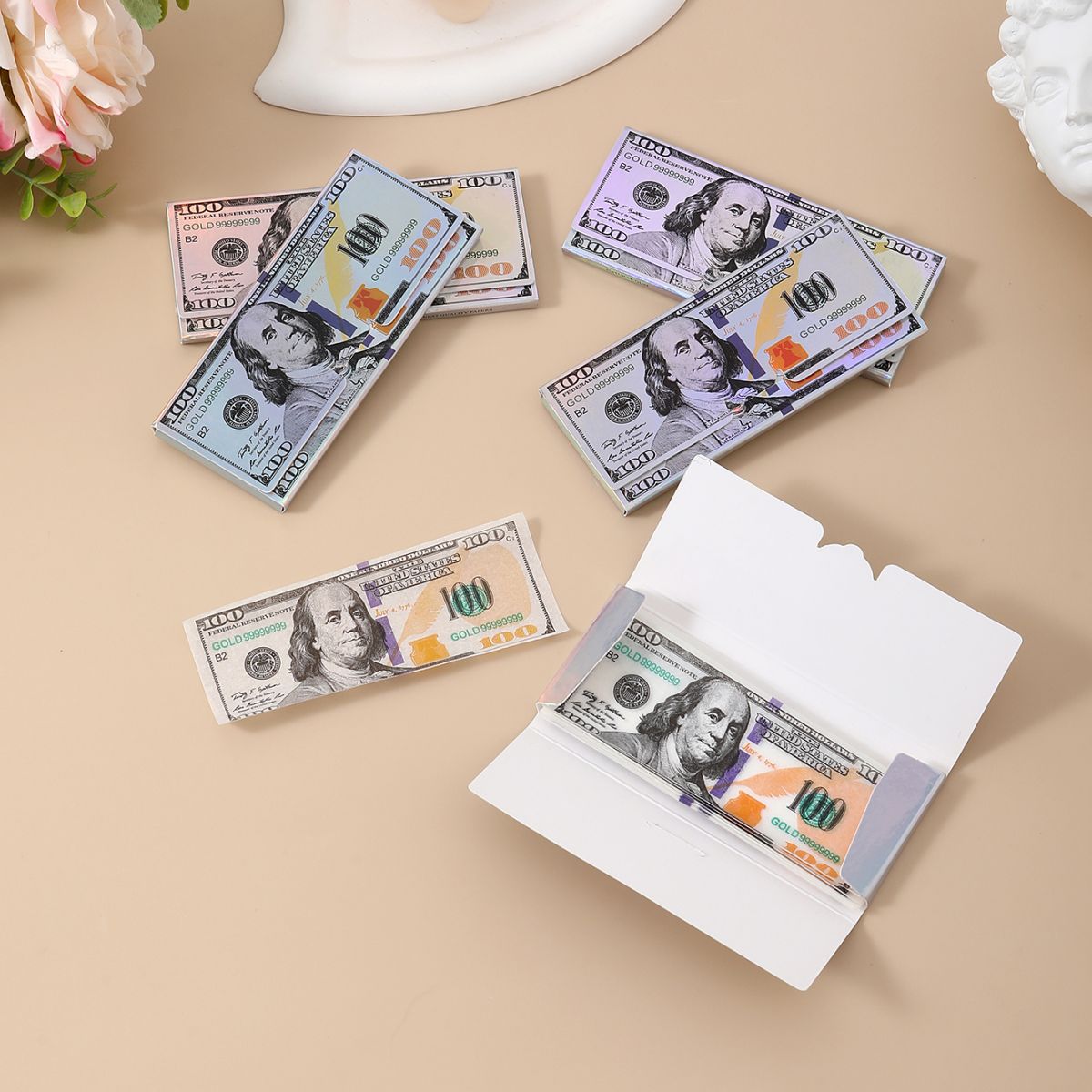 24 Leaves/Booklet 24 Booklets/Case Laser US Dollars Rolling Papers Without Filter Tips
