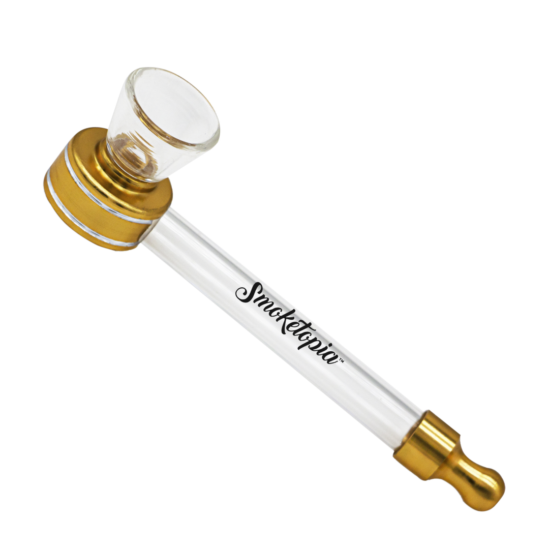 Glass Pipe With Metal Head Smoking Pipe