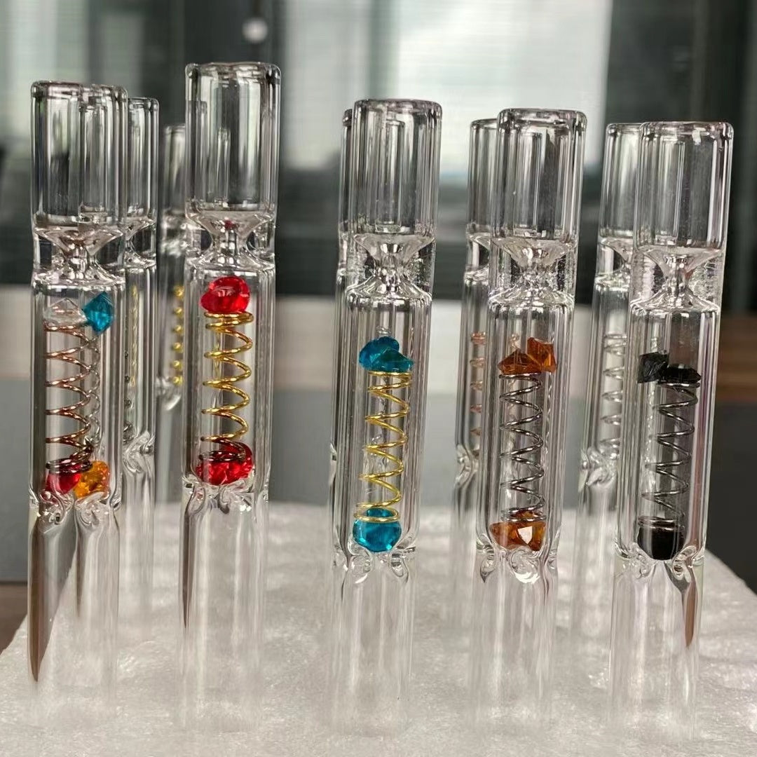 Glass Clear OC Chillum with Diamond Spring