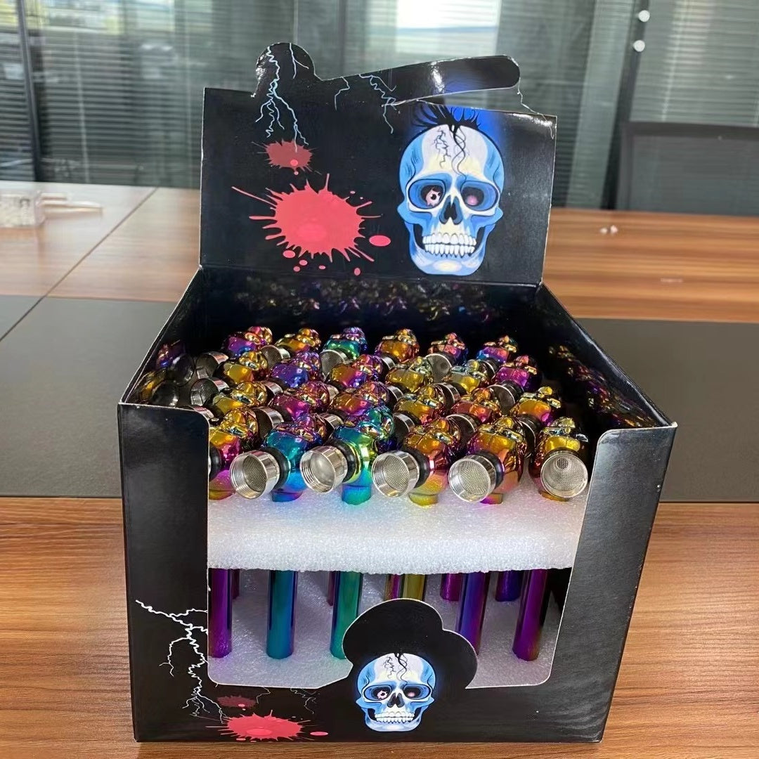 Skull Glass Pipe Rainbow Smoking Pipe