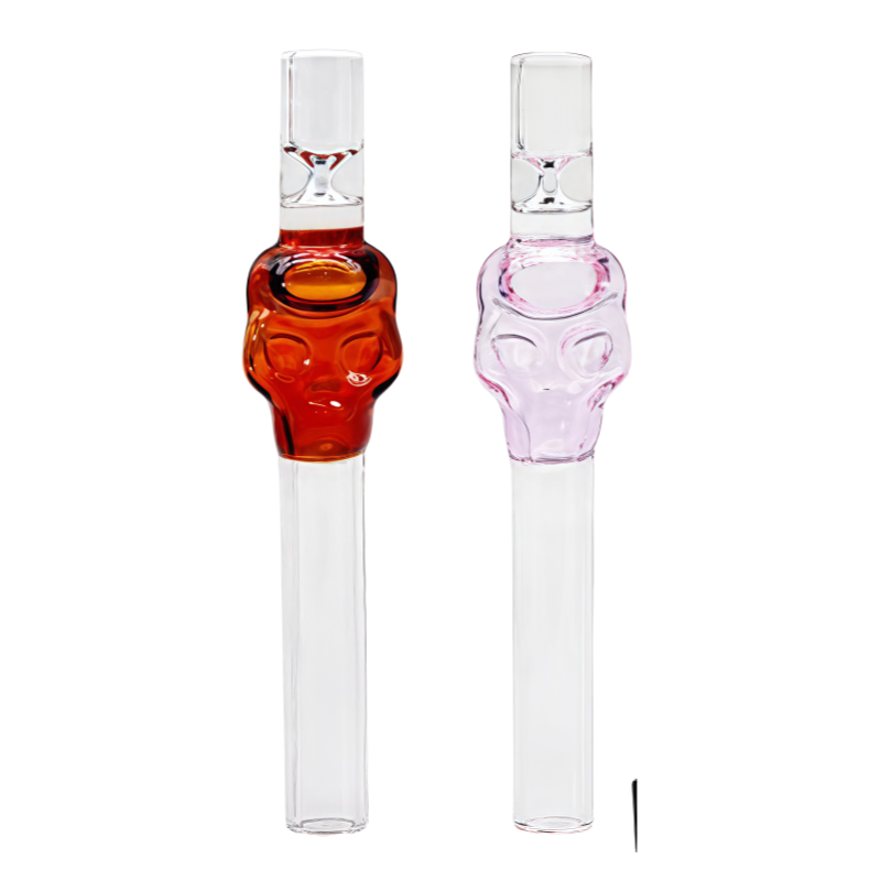 Skull Glass Pipe Splice Chillum