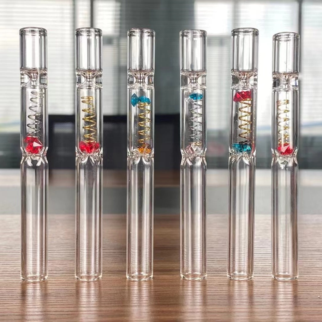 Glass Clear OC Chillum with Diamond Spring