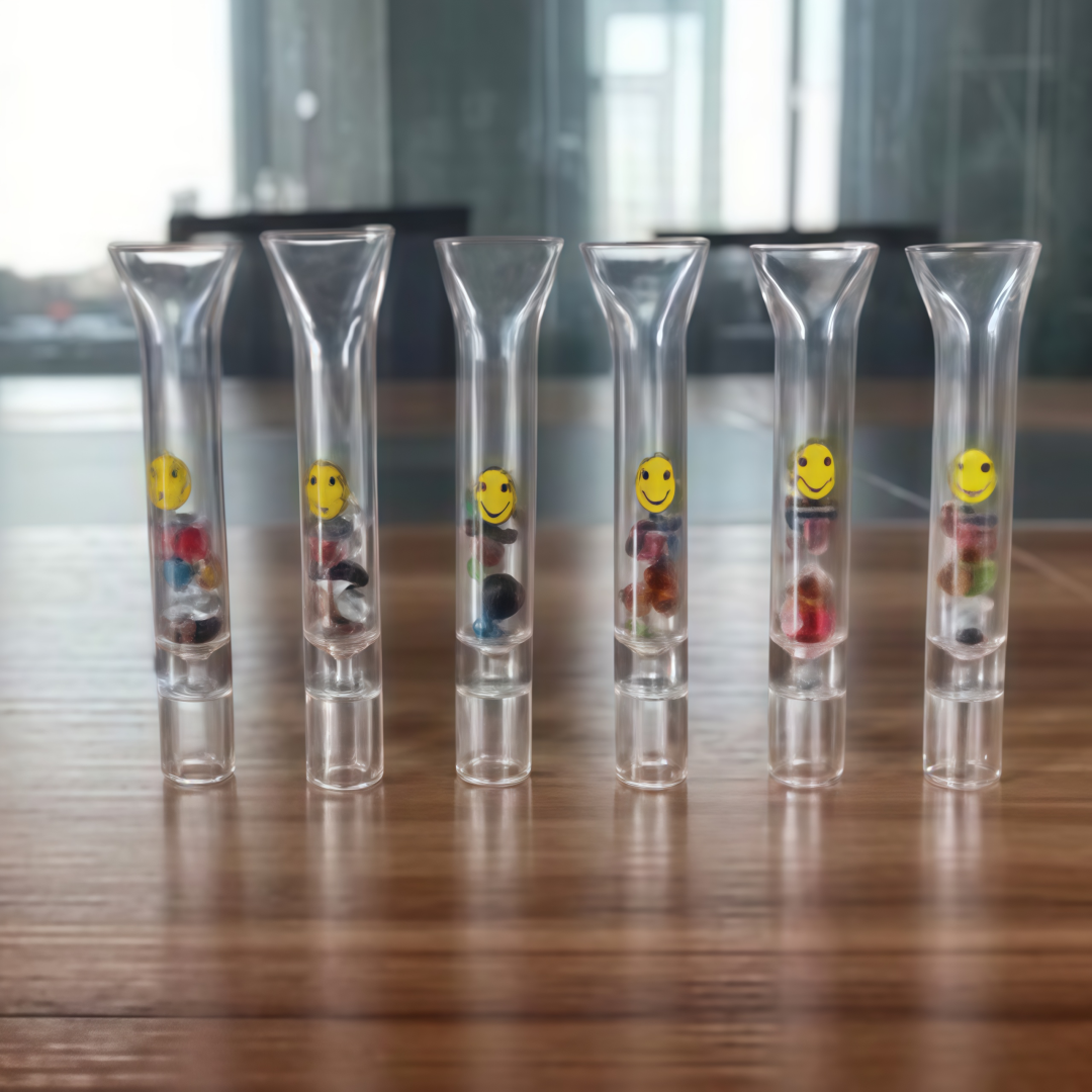 Glass Tip with Diamond and Smile Sticker 1.2*7cm