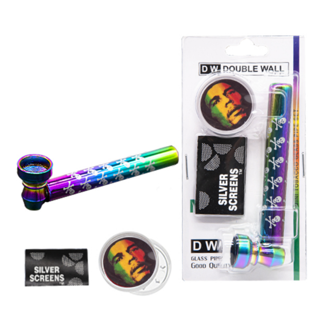 Rainbow Glass Pipe 3 in 1 Plastic Grinder with Screen Pipe