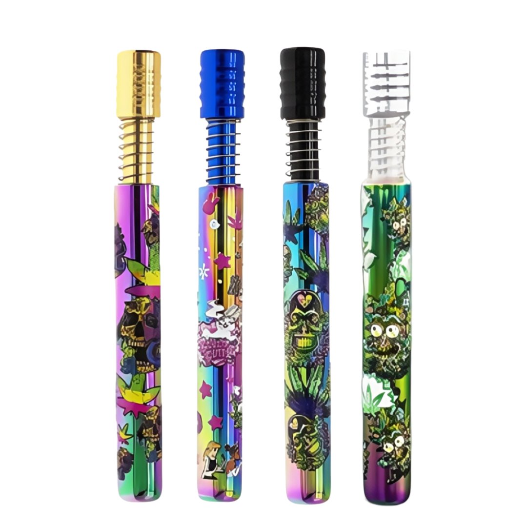 Press Type Glass Pipe with Rainbow