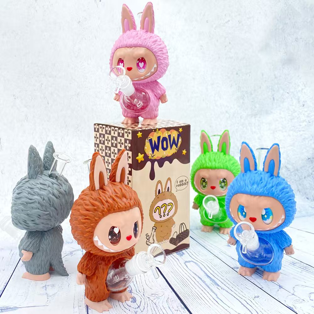 New Arrival PVC Labubu Glass Bong Cute Mixed Color For Smoke Shop Products