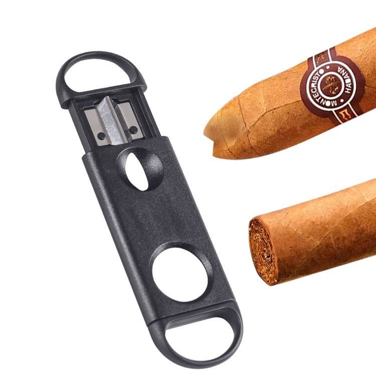 Plastic And Stainless Steel V-Shaped Double-Edged Cigar Cutter