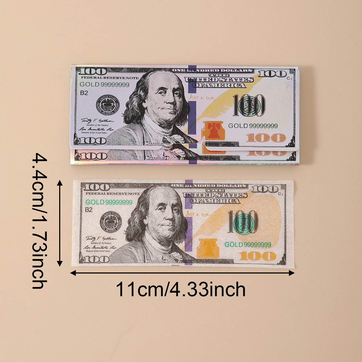 24 Leaves/Booklet 24 Booklets/Case Laser US Dollars Rolling Papers Without Filter Tips