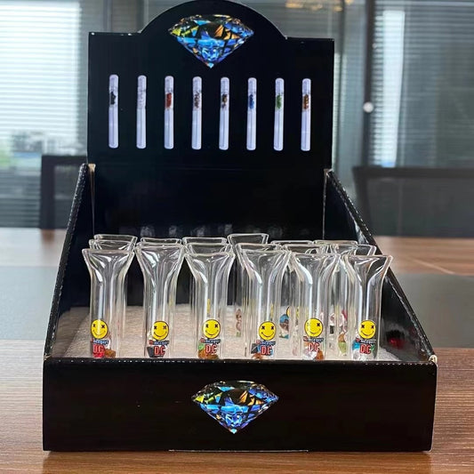 Glass Tip with Diamond and Smile Sticker 1.2*7cm