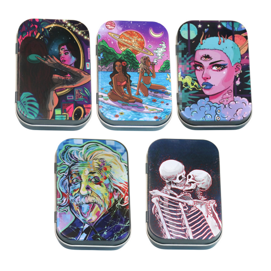 Tinplate Printed Marijuana and Tobacco Storage Case