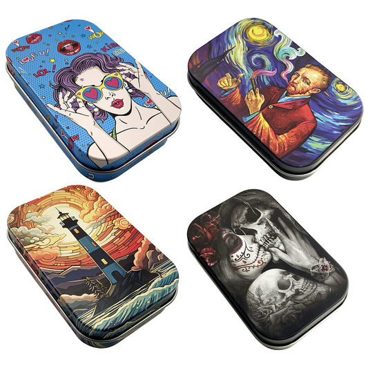 Tinplate Printed Marijuana and Tobacco Storage Case
