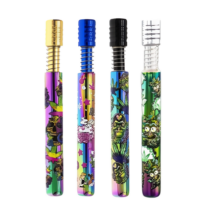 Press Type Glass Pipe with Rainbow
