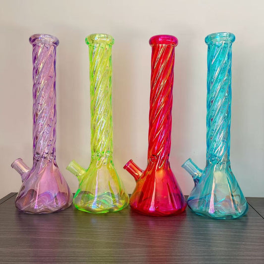Height 38cm 15inch Glass Bong Wholesale Smoke Shop Glass Accessories Mixed Colors Head Shop Water Bong