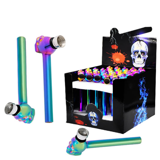 Skull Glass Pipe Rainbow Smoking Pipe