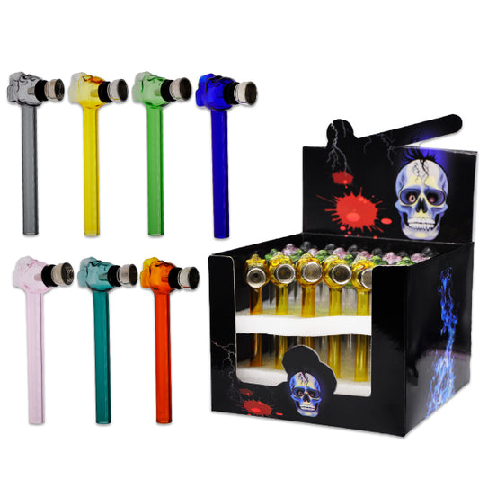 Skull Glass Pipe Color Mixed Smoking Pipe