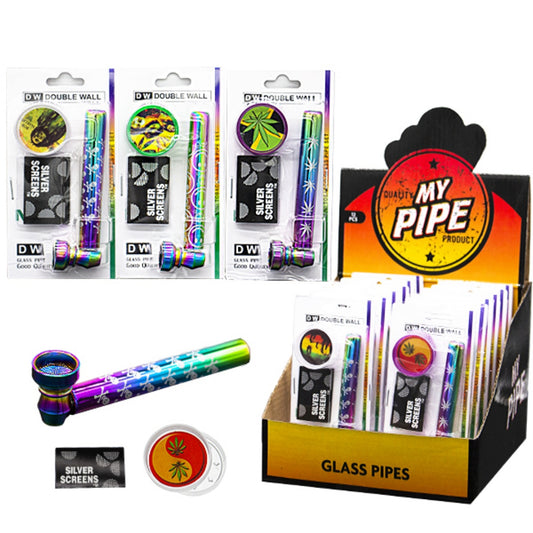 Rainbow Glass Pipe 3 in 1 Plastic Grinder with Screen Pipe