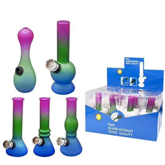 Glass Hookah Sanded Tricolor 120MM Bong Waterpipe