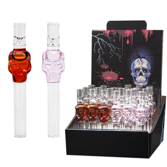 Skull Glass Pipe Splice Chillum